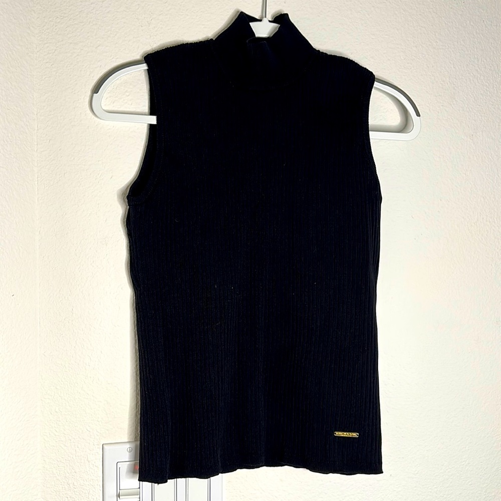 NWT Marc New York Black ribbed sleeveless mock neck top